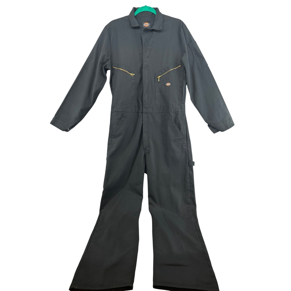 Dickies Mens Deluxe Blended Long Sleeve Coveralls Black Jumpsuit M Regular